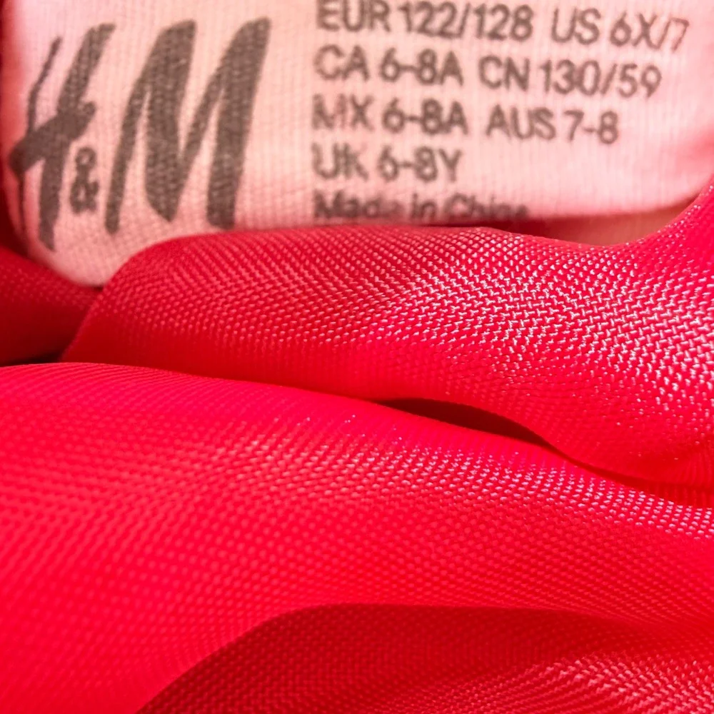 H&M Girls Red Tulle Tutu Skirt Glitter Waistband Holiday Party Size 6X/7